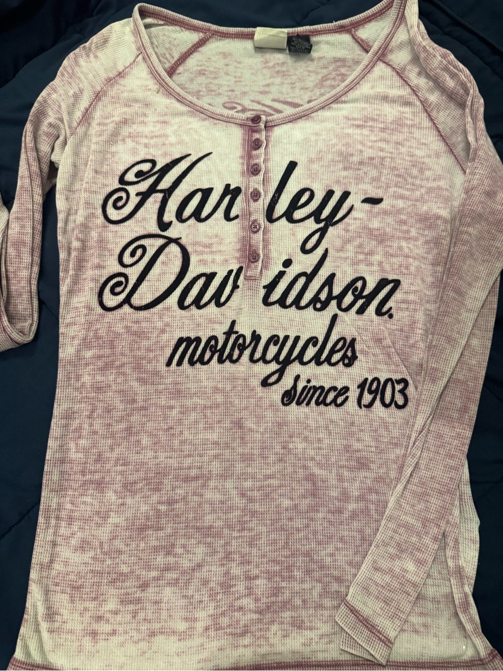 Harley-Davidson Light Pink and Black Graphic Henley